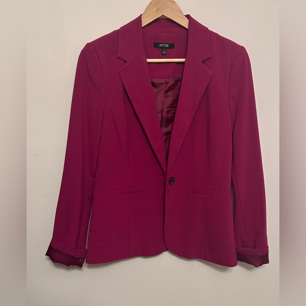 Apt.9 One Button Blazer Jacket Fuchsia Purple Wor… - image 1